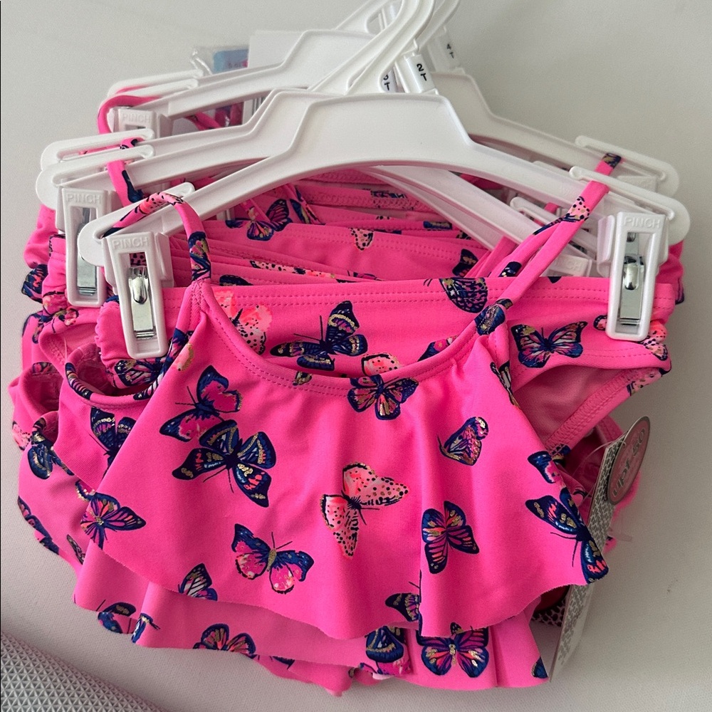 Kensie Girl Pink Butterfly Toddler Girl Swim Set - Picture 9 of 9